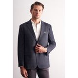 Lacivert Mono Yaka Kareli Desen Esnek 4 Drop Comfort Fit Classic Ceket 1002255156