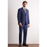 Lacivert Mono Yaka Kendinden Çizgili Desen Esnek 4 Drop Comfort Fit Classic Takım Elbise 1001255159