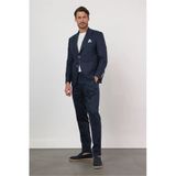 Lacivert Mono Yaka Keten 6 Drop Slim Fit Yarım Astar %100 Keten Takım Elbise 1001260164