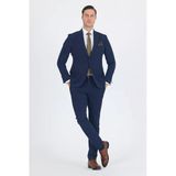 Lacivert Mono Yaka Örme Beli Lastikli 6 Drop Slim Fit Yarım Astar Esnek Takım Elbise 1001250121