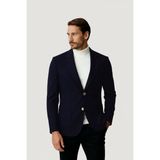 Lacivert Mono Yaka Slim Fit Dar Kalıp Erkek Ceket