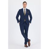 Lacivert Mono Yaka Yarım Astar 6 Drop Slim Fit Beli Lastikli Takım Elbise 1001250121