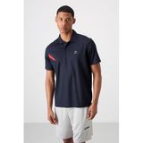 Lacivert Nefes Alan Dokulu İnce Esnek Standart Fit Polo Yaka Erkek Performans T-Shirt - 88402