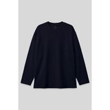 Lacivert O Yaka Rahat Form Battal Büyük Beden Uzun Kollu Erkek T-Shirt - 88107 - 3XL