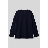 Lacivert O Yaka Rahat Form Battal Büyük Beden Uzun Kollu Erkek T-Shirt - 88107