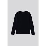 Lacivert O Yaka Standart Fit Uzun Kollu Basic Kadın T-Shirt - 97312