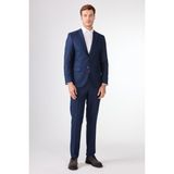 Lacivert Örgü Desen Slim Fit Casual Takım Elbise - 60 - 6 Drop