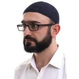 Lacivert Orlon Kislik Namaz Takkesi Baklava Desenli Takke