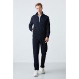 Lacivert Pamuklu Kalın Yumuşak Dokulu Comfort Fit Basic Erkek Eşofman Takım - 85260 - 00 Lacivert