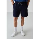 Lacivert Pamuklu Kalın Yumuşak Dokulu Comfort Fit Basic Erkek Şort - 81274