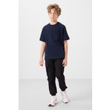 Lacivert Pamuklu Yumuşak Dokulu Oversize Cep Detaylı Erkek Çocuk T-Shirt - 11295