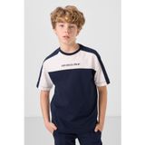 Lacivert Pamuklu Yumuşak Dokulu Oversize Fit Nakışlı Erkek Çocuk T-Shirt - 11290