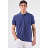 Lacivert Polo Yaka Pamuklu Düz Renk Slim Fit Erkek T-shirt - 2XL