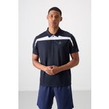 Lacivert Polyester Nefes Alan Dokulu İnce Esnek Standart Fit Polo Yaka Erkek Performans T-Shirt - 88392