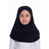 Lacivert Pratik Hazır Geçmeli Çocuk Tesettür Bone Sandy Kumaş Kendinden Boneli 78_02