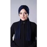 Lacivert Pratik Hazır Geçmeli Tesettür Bone Sandy Kumaş Atkılı 2204_02