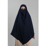 Lacivert Pratik Hazır Geçmeli Tesettür Eşarp Krep Bağcıklı Çift Katlı Sufle Hijab 2314_02