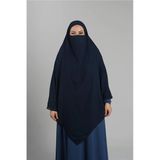 Lacivert Pratik Hazır Geçmeli Tesettür Eşarp Medine İpeği Bağcıklı Sufle Hijab 2301_02