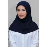 Lacivert Pratik Hazır Geçmeli Tesettür Eşarp Sandy Kumaş Sade 1600_02