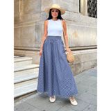 Lacivert Puantiyeli Poplin Etek - S - M