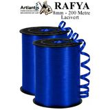 Lacivert Rafya Şerit Kurdela 2 Adet 8Mm 200 Metre Rabant Rafya Renkli Hediye Paketleme İpi Kurdela Balon Bağlama Ponpon