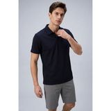 Lacivert Rahat Form Yumuşak Dokulu Polo Yaka Erkek T-Shirt - 88496 - 2XL