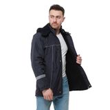 Lacivert Reflektörlü Kapüşonlu Iş Montu - Su Itici Denizci Kabanı Balıkçı Kabanı Lacivert-3XL
