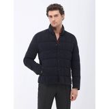 Lacivert Regular Fit Dik Yaka Casual Dokuma Mont