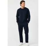 Lacivert Relaxed Fit Bisiklet Yaka Sweatshirt Düz Paça Erkek Eşofman Takımı 2XL