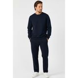 Lacivert Relaxed Fit Bisiklet Yaka Sweatshirt Düz Paça Erkek Eşofman Takımı