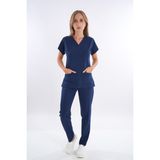 Lacivert Renk Hipoya Çamaşır Suyuna Dayanıklı Scrubs Takım Iş Kıyafeti Unisex Model - XS