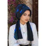 Lacivert Saks Mavi Batik Fularlı Şapka Bone