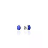 Lacivert Sedef Taşlı Oval Gümüş Küpe 0.8X0.6cm [Oyok374]