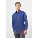 Lacivert Sert Yaka Cepsiz Slim Fit Classic Pamuklu Gömlek 1004255324