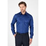Lacivert Sert Yaka Düz Classic %100 Pamuk Slim Fit Gömlek 1004250324