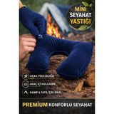 Lacivert Şişme Seyahat Boyun Yastığı – Uçak Araç Kamp İçin Ergonomik Taşınabilir Travel Yastık CMT-MC-03Lacivert