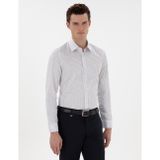 Lacivert Slim Fit Çizgili Uzun Kollu Gömlek