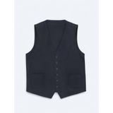 Lacivert Slim Fit Kelebek Yaka Klasik Yelek