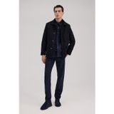 Lacivert Slim Fit Mono Yaka Yünlü Mont