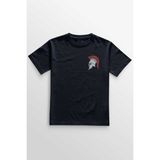 Lacivert Tişört Helmet Kask Spartan Samuray Savaşçı Kılıç Baskılı Unisex T-Shirt - XS