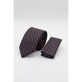 Lacivert-Turuncu Desenli 7 Cm Kravat 1090260121