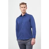 Lacivert Uzun Kol Düz Bez Ayağı 032 Sert Yaka Classic Slim Fit Gömlek 1004245324