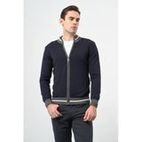Lacivert Uzun Kol Düz Örme Dik Yaka Classic Slim Fit Triko Hırka 1012245203
