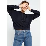 Lacivert Uzun Kol Rahat Form Kapüşonlu Kadın Sweatshirt - 97115