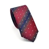 Lacivert Verev Desenli Bordo Dokuma Kumaş Mendilli Slim Fit Kravat // SDK-2505-3