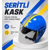 Lacivert Yarım Kask Motosiklet Kaskı Scooter Motor Bisiklet Kaskı Açık Model