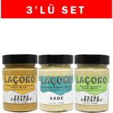 Laçoko 320 gr Deneme Serisi Çifte Kavrulmuş Parçacıklı Fıstık, Az Kavrulmuş ve Az Kavrulmuş Parçacıklı Fıstık Ezmesi