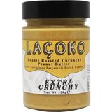 Laçoko 320 Gram Şekersiz, Katkısız, Glutensiz, Vegan, Doğal Çifte Kavrulmuş Parçacıklı (Extra Crunchy) Yer Fıstığı Ezmesi (320 Gram) - Standart