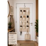 Lacomfor Çok Amaçlı 12 Cepli Kapı Arkası Düzenleyici - Bez Organizer Askılık - Banyo, Mutfak ve Dolap İçi Düzenleyici Organizer (91x44 cm)