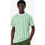 Lacoste Classic Fit Monogram T-Shirt Erkek Bisiklet Yaka Tişört Yeşil - XL